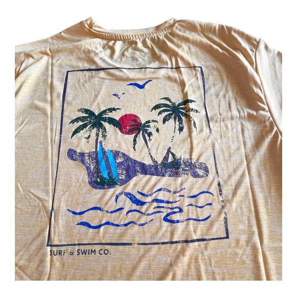 NEW Surf & SWIM TEE Long Sleeve MED Men's Womens Gold Palm Trees T Shirt UPF 50+ - Picture 7 of 10